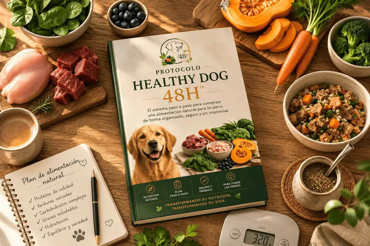 Protocolo Healthy Dog sobre una mesa con ingredientes